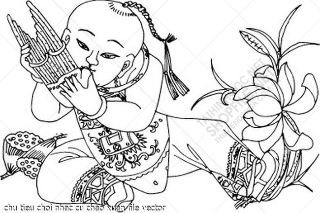 chu tieu choi nhac cu chao xuan file vector